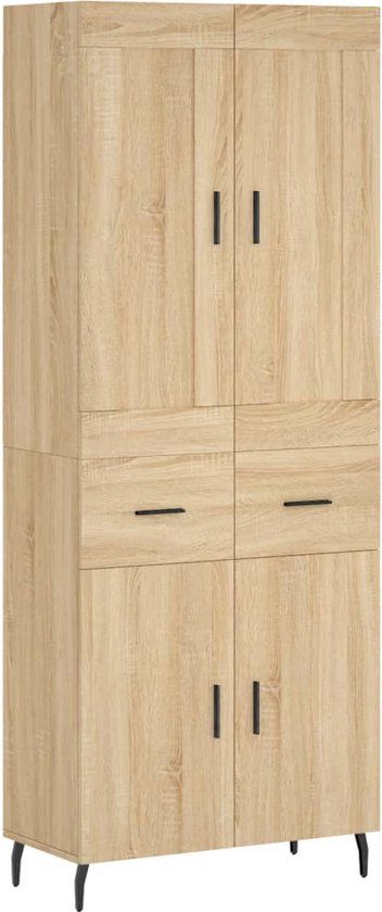 vidaXL Hoge kast 69,5x34x180 cm bewerkt hout sonoma eikenkleurig