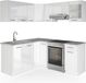 Vicco Cuisine d'angle R-Line, Blanc Laqué/Blanc, 187 x 167 cm, WB Marbre
