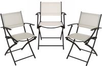 Fauteuil 3x beige pliant 46 x 52 x 85 cm acier/polyester fauteuil de camping/fauteuil de jardin