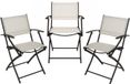 Fauteuil 3x beige pliant 46 x 52 x 85 cm acier/polyester fauteuil de camping/fauteuil de jardin