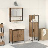 vidaXL Badkamermeubel Set 3-delig Bewerkt Hout Artisanaal Eikenkleurig 33 x 33 x 113,5 cm