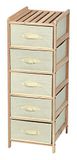 King Home C1513205 commode met 5 laden van hout en stof ecru, 35 x 37 x 103 H