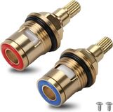 Merkloos Waterkraan Klep - 2 stuks Universele Cartridge - 1/2 Inch Messing Waterkraan - Keramische Top Reserve Onderdelen met Handvat voor Keuken - 1 Paar Warm en Koud