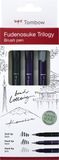 Tombow Fudenosuke Trilogy Set - 3 Fudenosukes (harde punt, zacht, grijs)
