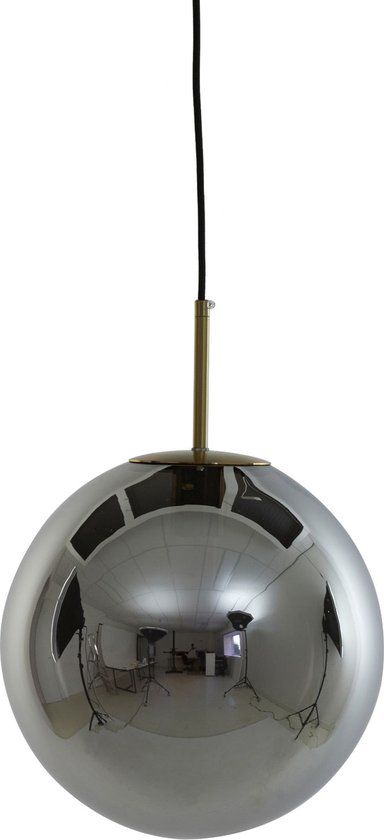 Light & Living Hanglamp Medina - Smoke Glas - Ø40cm - Zwart