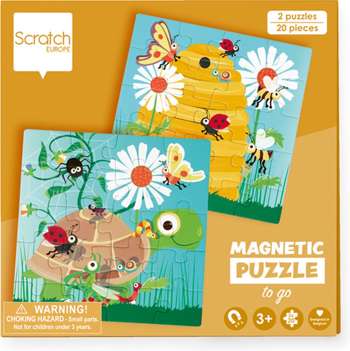 Scratch Europe Scratch Puzzel Magnetisch: MAGNETISCH PUZZELBOEK TO GO - FEEST IN DE TUIN 18x18x1.5cm (gesloten), 54x18x0.5cm (open), met 2 magnetische puzzels van 20 stuks, 3+