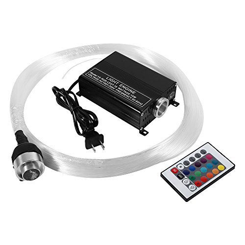 YWBL-WH Rgbw LED-verlichting van kunststof, 16 W, sterrenhemel, decoratieset voor plafonds met een lichte motor, afstandsbediening en optische vezelkabel (EU-stekker)