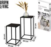 Urban Living Bijzettafel/plantenstandaard set - 2-delig - zwart - metaal