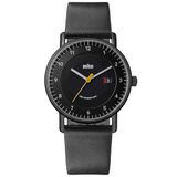 Braun Herenhorloge met 3 wijzers met kwarts datumweergave, zwarte wijzerplaat en zwarte leren armband, 40 mm roestvrijstalen behuizing, model BN0301BKBKG, zwart/zwart, armband