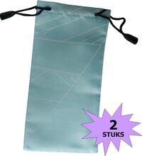 Fako Bijoux® Brillenhoes - Brick - Lichtblauw - 2 Stuks - 18x9cm - Nylon - Koordsluiting - Unisex