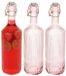 Secret de Gourmet Bouteille à clip / Bouteille à conserve - 3x - verre rose - hermétique - 1 litre