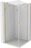 Mexen Mist-H Duo douchecabine scharnierend 75 x 75 cm, transparent, brossé or