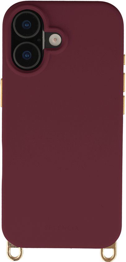 Selencia Rivièra MagSafe Backcover met afneembare haakjes voor de Apple iPhone 16 - Bold Burgundy