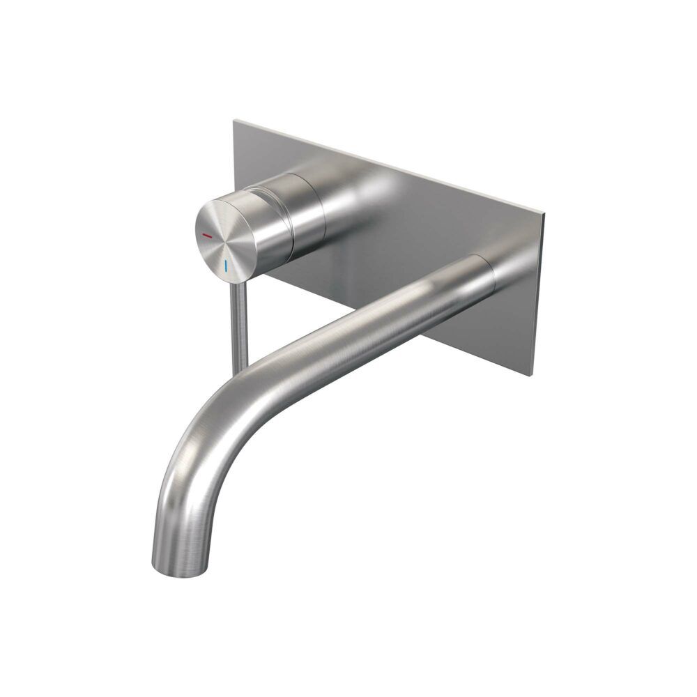 Brauer Brushed Edition inbouw wastafelkraan met gebogen uitloop en ronde staaf 20x9 nikkel