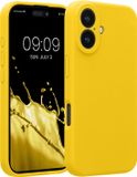 kwmobile telefoonhoesje geschikt voor Apple iPhone 16 - TPU backcover met siliconen coating - Smartphone case in stralend geel