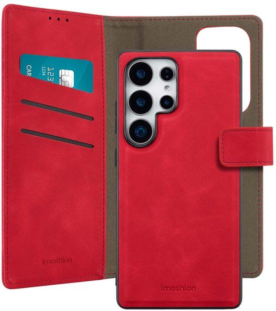 imoshion Hoesje - Geschikt voor Samsung Galaxy S25 Ultra - Uitneembare 2-in-1 Luxe Bookcase - Rood