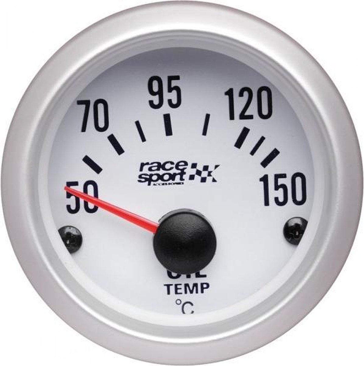Race Sport Olietemperatuurmeter met Sensor 52 mm 12 Volt Wit
