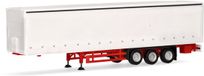 Herpa Gordijntrailer Met Zijwanden, Wit/rood