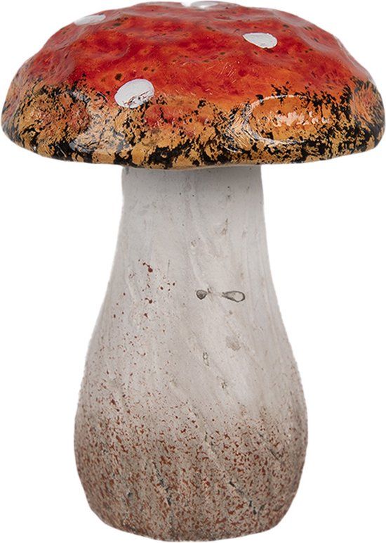 Clayre & Eef Decoratie Paddenstoel Ø 5x7 cm - Rood - Keramiek