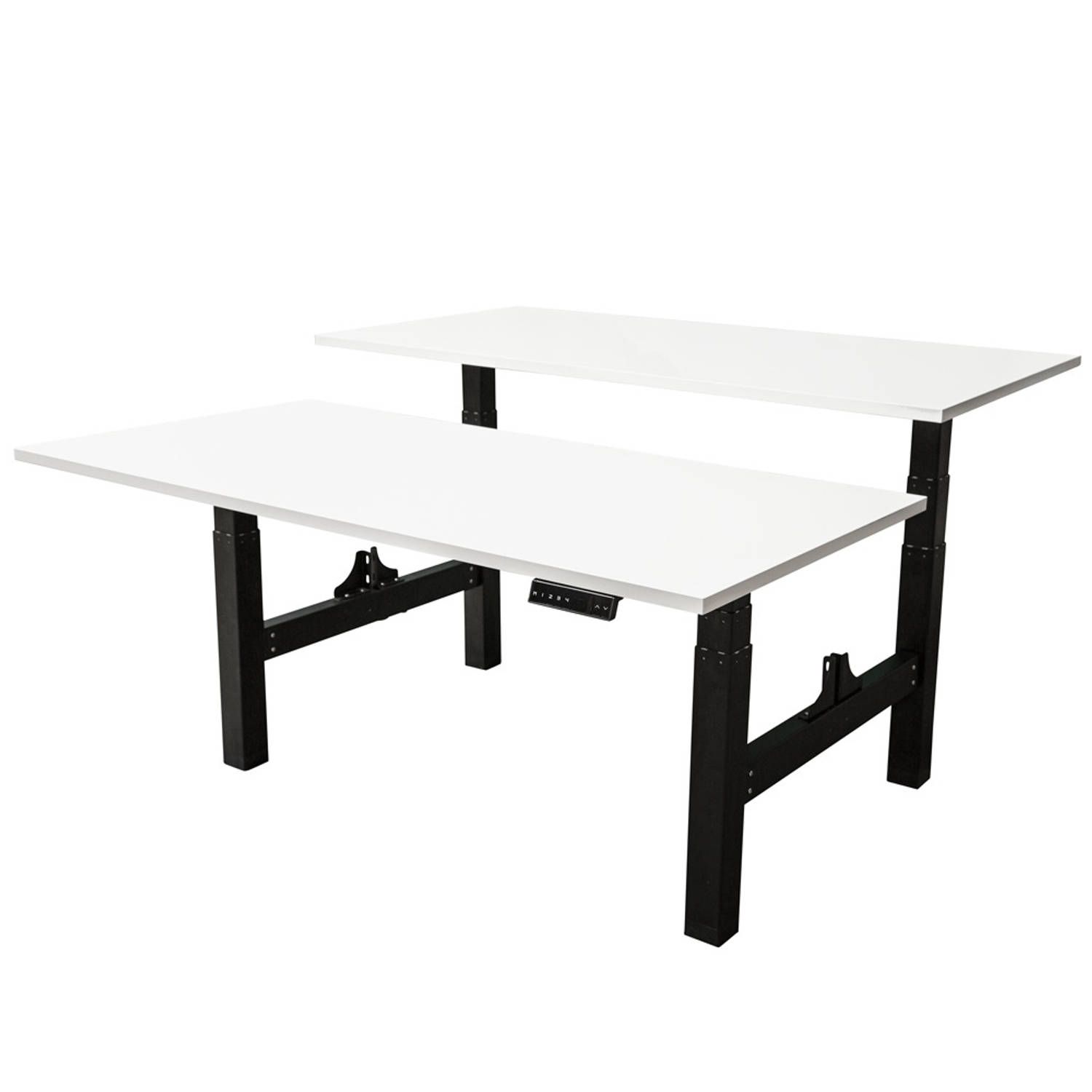 IVOL Elektrisch verstelbaar duo bureau 180x80 cm Two dual motor - Zwart met Wit