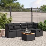 Maison Exclusive - Ensemble de meubles de jardin 6 pièces avec canapé et coussins, noir, en polyrotin