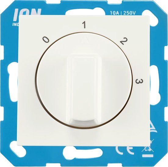 ION Industries Centraalplaat met Draaiknop - 3-standenschakelaar - Wit