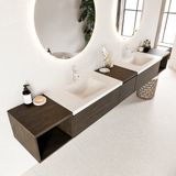 Mondiaz Bukla badmeubel 280cm - Dark Brown & Talc - 3 lades en 2 kraangaten