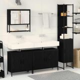 Maison Exclusive - Armoire de salle de bain avec étagères, 4 pièces, noir, bois composite