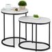 Merkloos Relaxdays Salontafel set van 2 - Marmerlook - Wit/Zwart