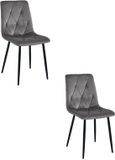 LEOBERT sp. z o.o. sp.k. LEOBERT Set van 2 Eetkamerstoelen LIBRA Donkergrijs – Zwarte Metalen Poten, Modern Velvet Bekleding, Ergonomisch Design, Max. 120 kg