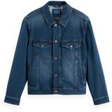Scotch & Soda Heren Spijkerjas Blauw Katoen Elastaan Lange Mouw Kort