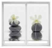 Duo Relax set de rideau occultant, 2 pièces, tamisant, sans perçage, motif : orchidée, 70x150 cm
