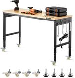 Latios Werkbank - In hoogte verstelbaar - Eikenhouten blad - 152,4 x 55,9 x 71,1–103 cm - 907 kg