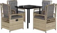 vidaXL 5-delige Tuinset met Kussens, Beige, Polyrotan