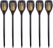 Lumineo Solar tuinfakkel ovaal - 6x - vlameffect - zonne-energie - 60 cm