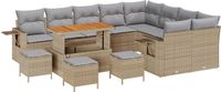 vidaXL Tuinbank - Set - 13-st - Beige - Polyrattan
