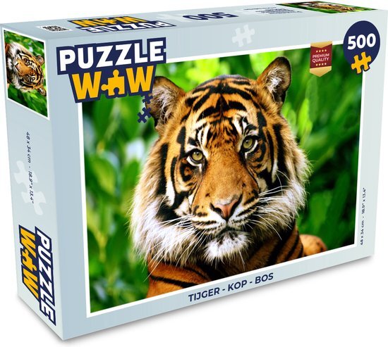 MuchoWow Puzzel Tijger - Kop - Bos - Legpuzzel - Puzzel 500 stukjes