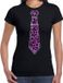 Bellatio Decorations T-shirt dames - panterprint stropdas - zwart - foute party - carnaval XS