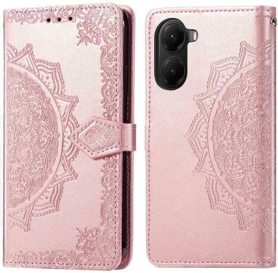 imoshion Hoesje - Geschikt voor Xiaomi Poco X7 Pro - Mandala Bookcase - Rosé Goud