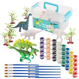 Dinosaurus set schilderen enfants - 5 figuren - 8 couleurs par set de peinture - 10 pinceaux - 5 arbres