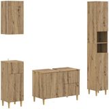 vidaXL - 4-delige Badkamerkast Set DELFT Artisanaal eiken Bewerkt hout