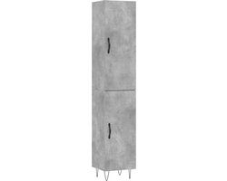 vidaXL Hoge kast bewerkt hout betongrijs 34,5x34x180 cm