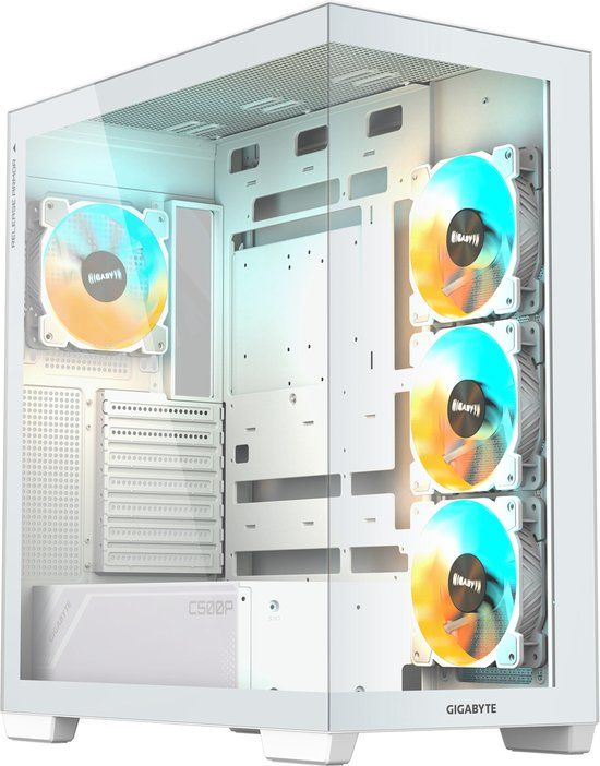 Gigabyte C500 Panoramische Stealth ATX Mid Tower gehard glas RGB Fusion PC Case - Zwart - GB-C500P ST
