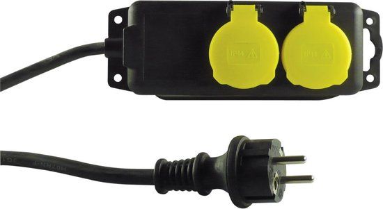 REV Stekkerdoos 2-voudig Zwart, Groen | Zonder aarde