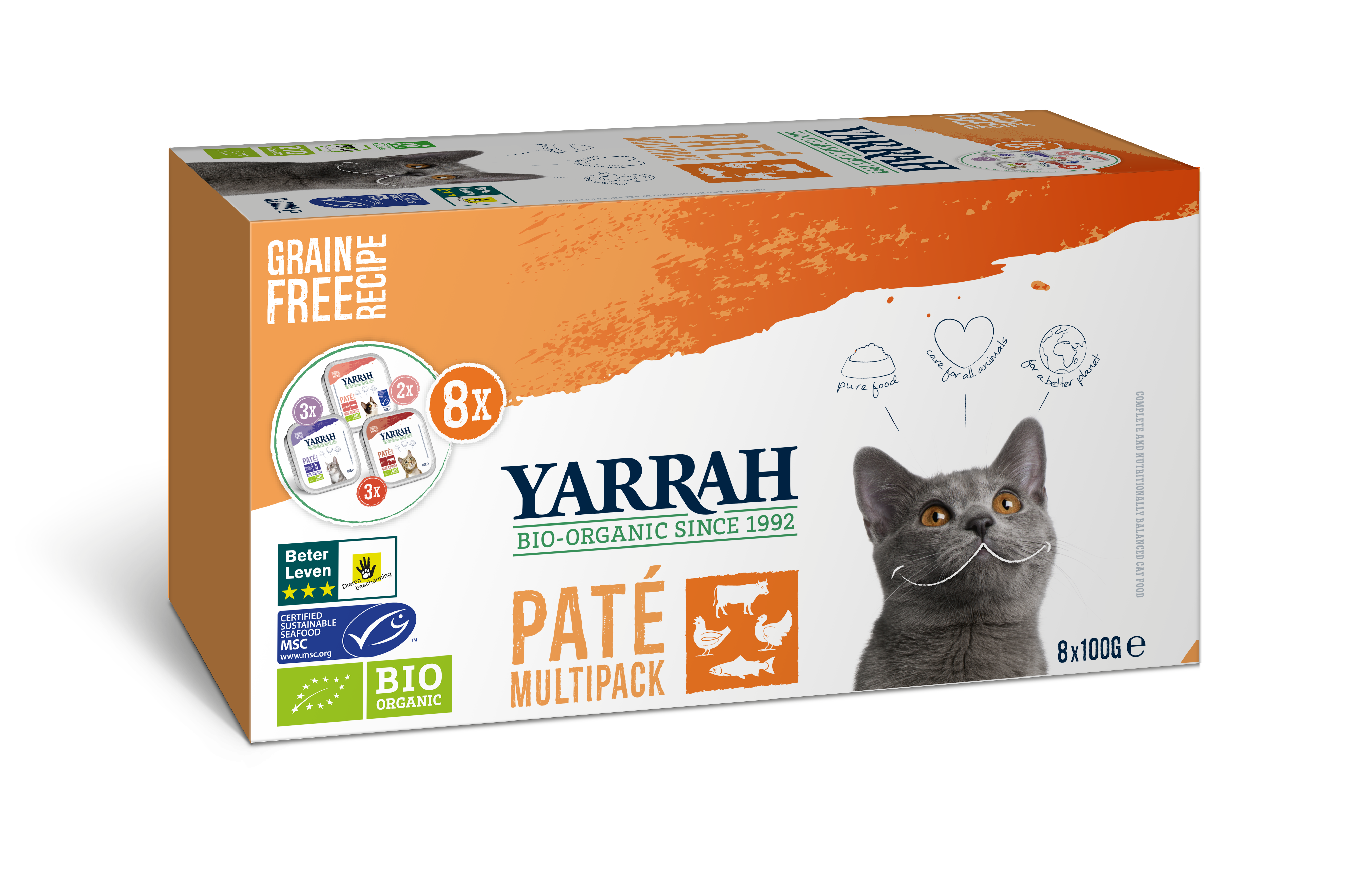 YARRAH Organic cat food multi pack - 8 x 100g