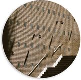KuijsFotoprint Forex Wandcirkel - Hoge Trap bij Gebouw - 60x60cm - Bruin - Rond