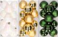 Merkloos / Sans marque Kaemingk B.V. 36x stuks kunststof kerstballen mix van parelmoer wit, goud en donkergroen 6 cm