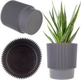 Merkloos KADAX Ronde Bloempot Buiten & Binnen - Decoratieve Kunststof Plantenpot - Modern Sierpot Grijs 15,5 cm