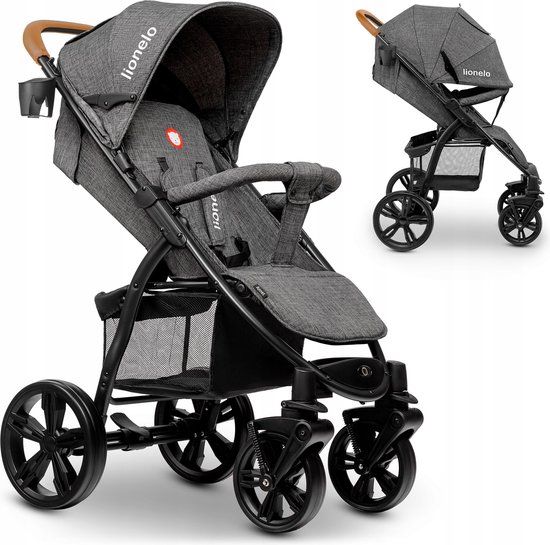 Lionelo Annet Luxe Kinderwagen - Stone Grijs/Caramel