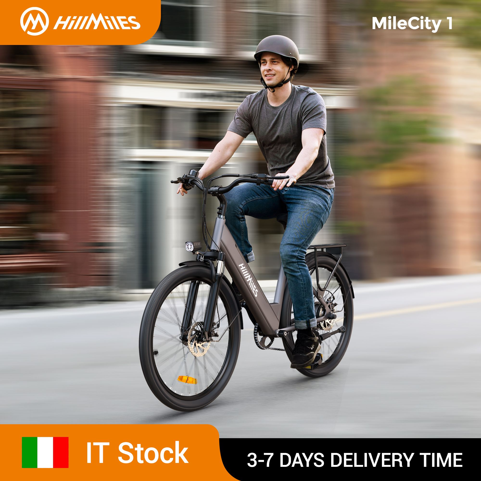 HillMiles Elektrische fiets HillMiles MileCity 1, 26-inch elektrische fiets met instapframe, E-bike met een bereik van 120 km, 250W motor, 36V 13Ah accu, 25 km/u topsnelheid, 7 versnellingen, schijfremmen